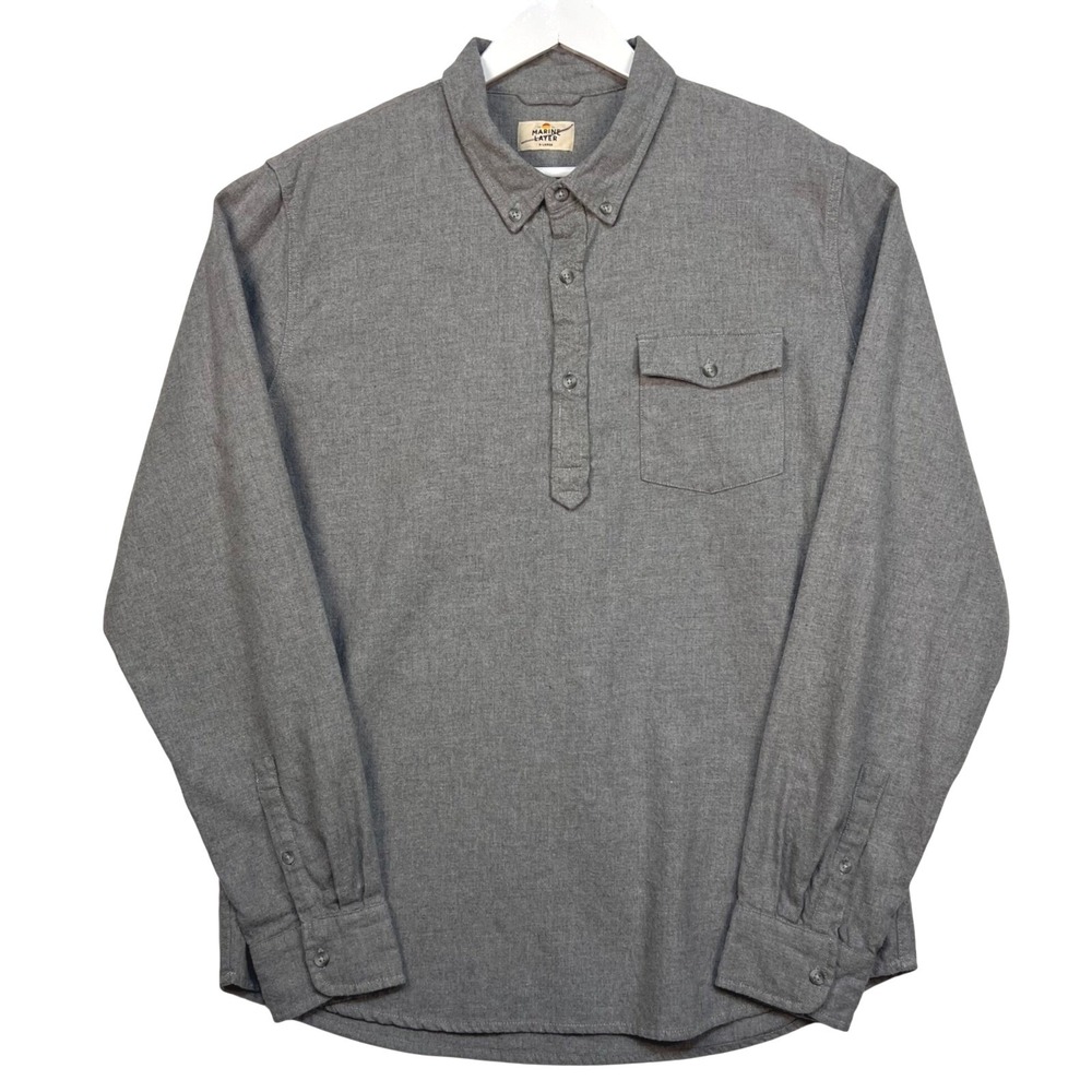 Marine Layer Gray Pullover Henley Shirt Mens XL Long Sleeve 100% Cotton Flannel